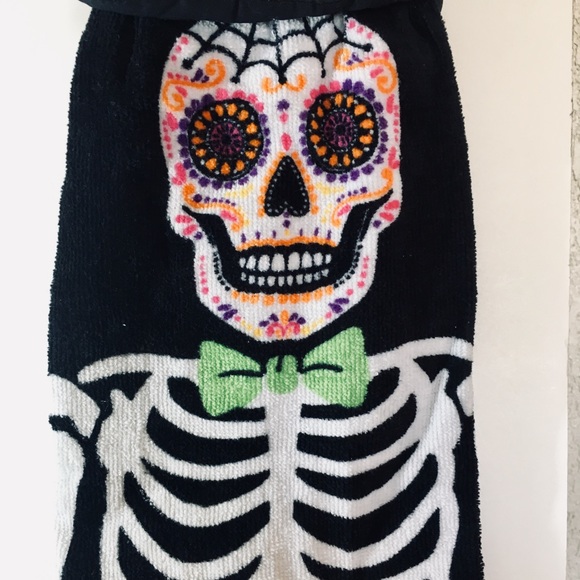 2 Halloween Top Hat Tie DOD Skull Kitchen Towels - Picture 3 of 7